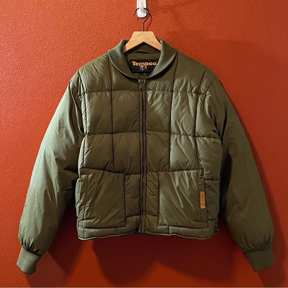 Tempco Men’s Sportlite Green Quilted Feather Down Full Zip Puffer Work Jacket